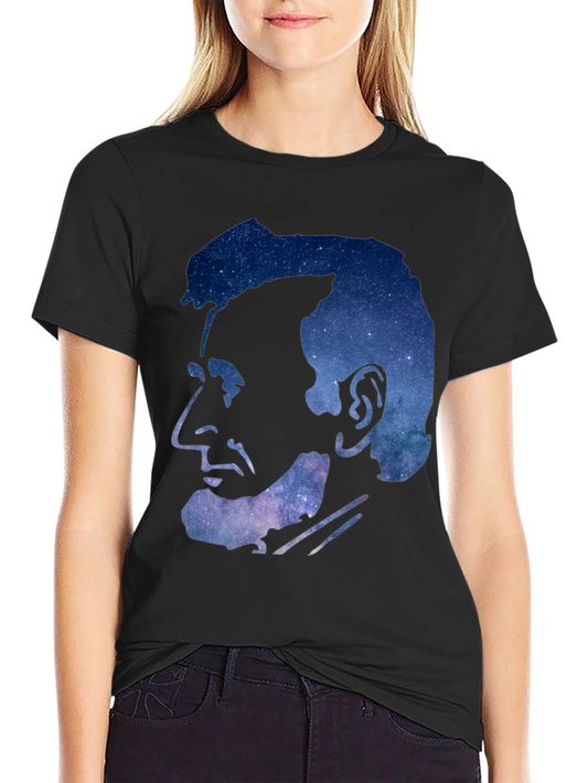 Abraham Lincoln Galaxy Graphic Print Black T-Shirt