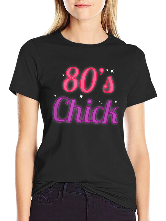 80s Chick Black T-Shirt Retro Style