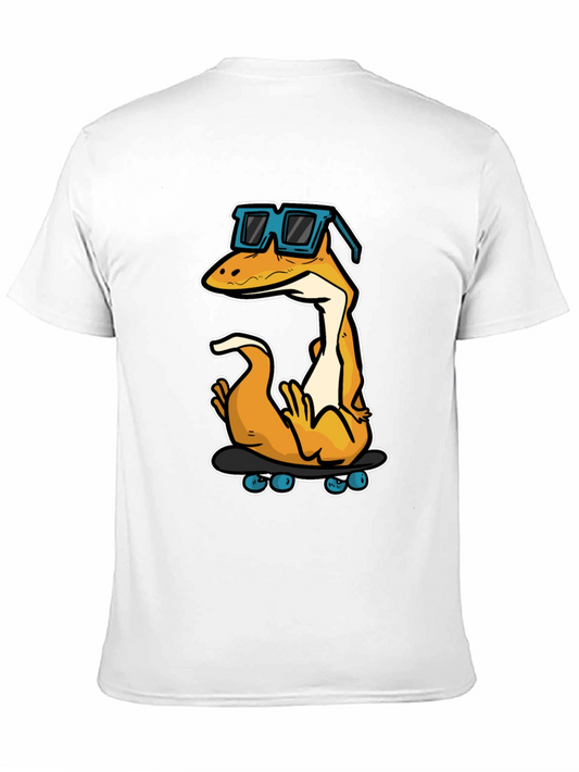 Cool Lizard Skateboard Graphic Tee - Black Cotton