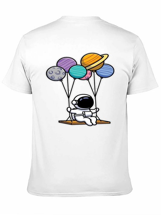 Astronaut Swing Planets Balloons Graphic T-Shirt