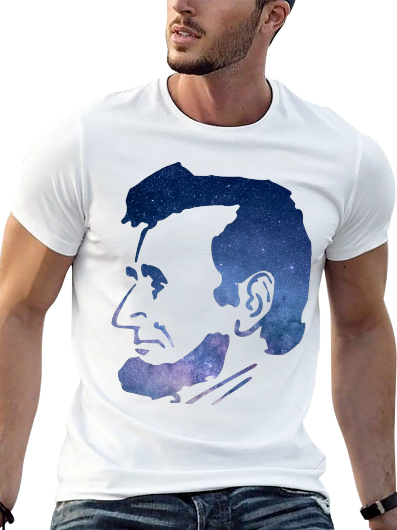 Abraham Lincoln Galaxy Graphic Print Black T-Shirt