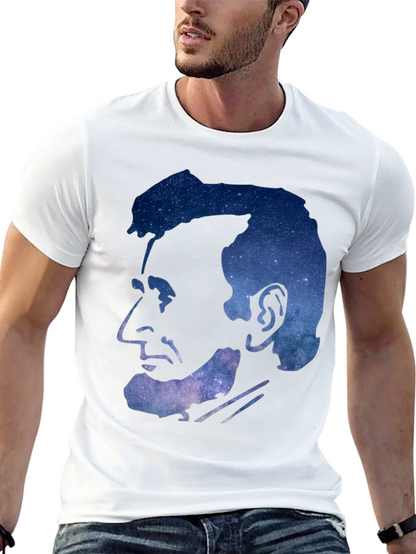 Abraham Lincoln Galaxy Graphic Print Black T-Shirt