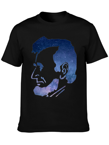 Abraham Lincoln Galaxy Graphic Print Black T-Shirt