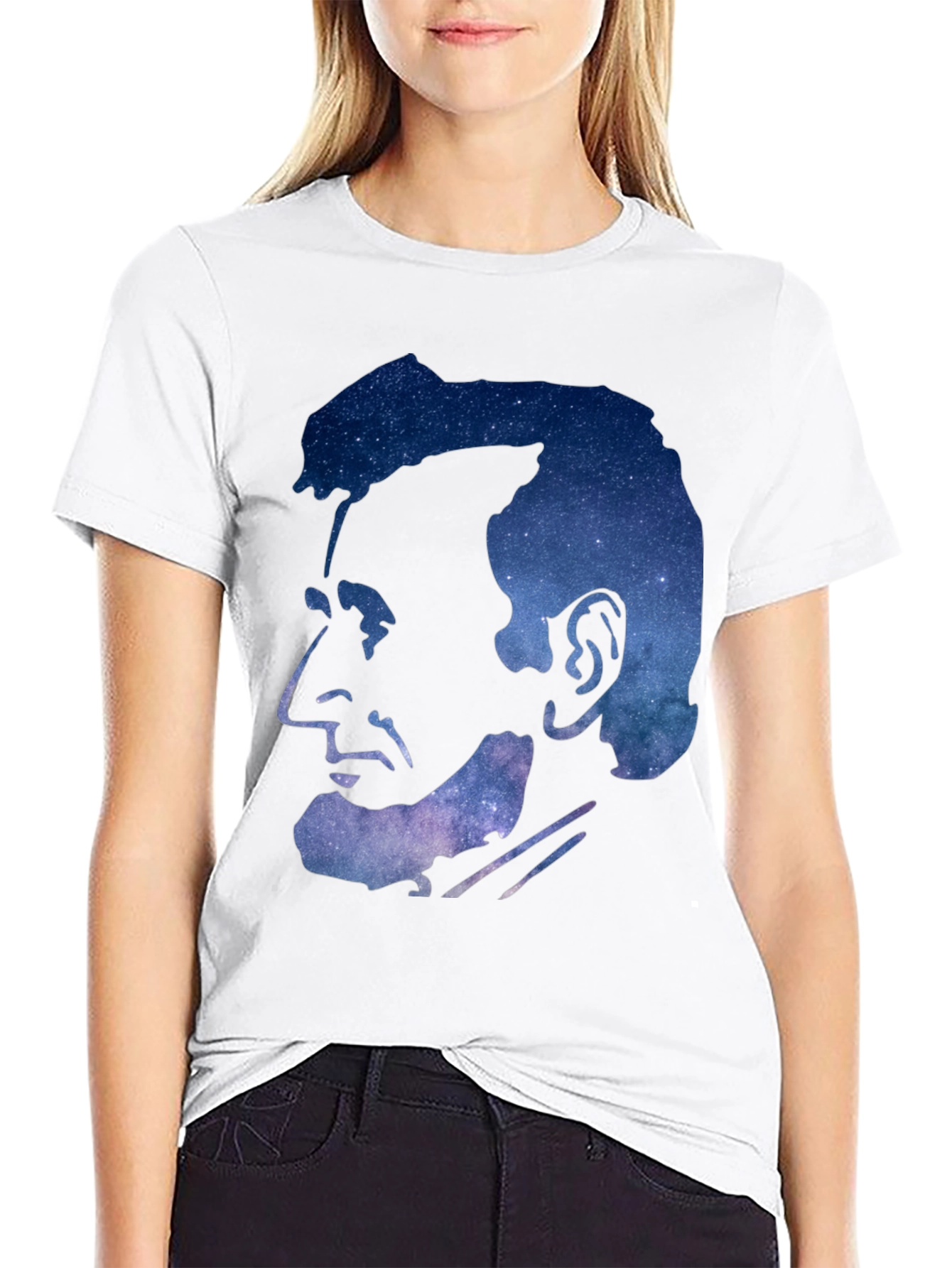 Abraham Lincoln Galaxy Graphic Print Black T-Shirt