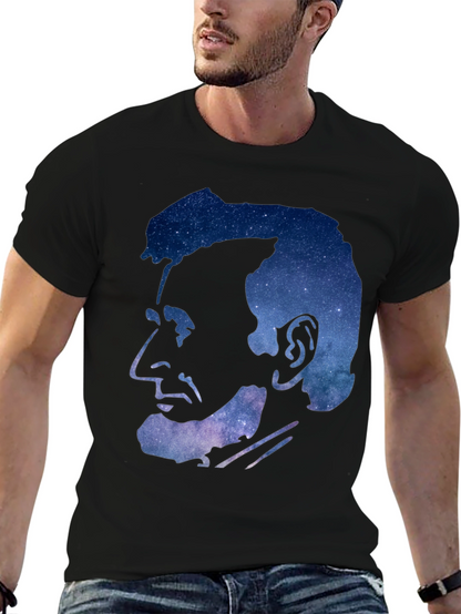 Abraham Lincoln Galaxy Graphic Print Black T-Shirt