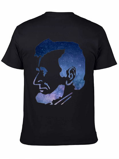 Abraham Lincoln Galaxy Graphic Print Black T-Shirt