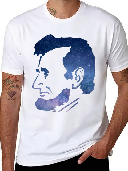 Abraham Lincoln Galaxy Graphic Print Black T-Shirt