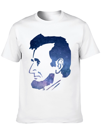 Abraham Lincoln Galaxy Graphic Print Black T-Shirt
