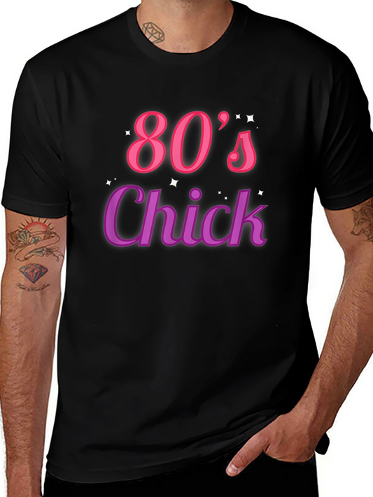 80s Chick Black T-Shirt Retro Style
