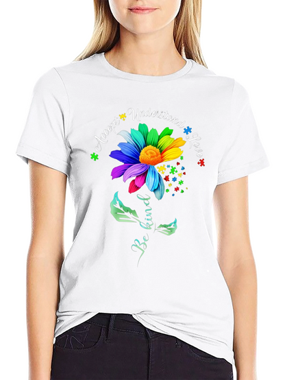 Autism Awareness Flower T-Shirt Be Kind