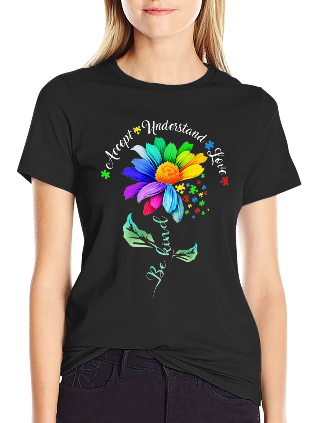 Autism Awareness Flower T-Shirt Be Kind
