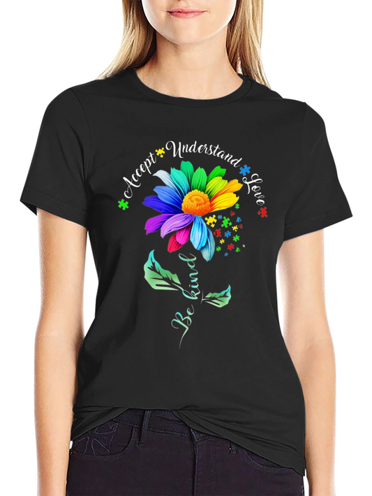 Autism Awareness Flower T-Shirt Be Kind