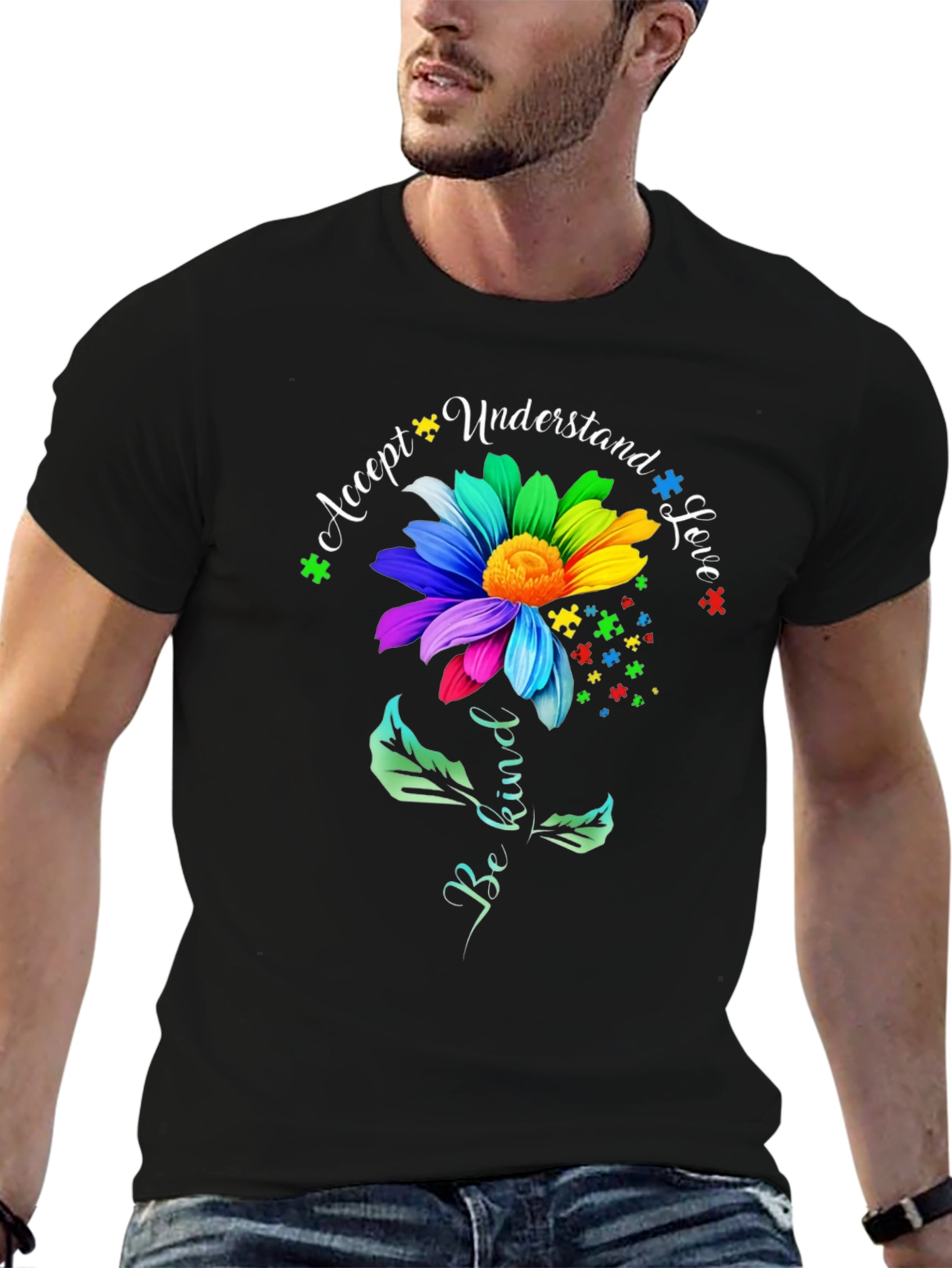 Autism Awareness Flower T-Shirt Be Kind